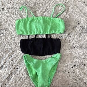 Super Stretchy Light Green 2 Piece Suit with Extra Black Top